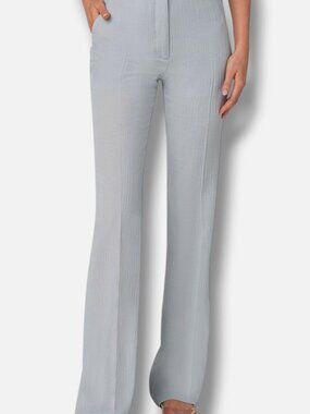 Akris Women's Green Structured Cotton Silk Double-Face Flare Pants Size 8